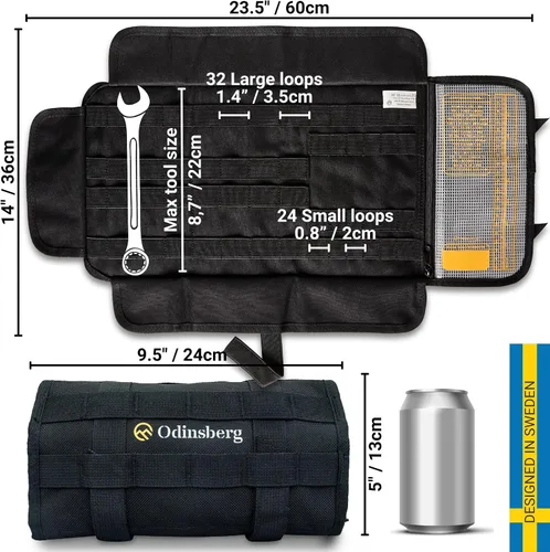 Vista 7 de ODINSBERG Bolsa de Rollo de Herramientas para Motocicleta - Herramientas NO Incluidas - Bolsa de Herramientas Pequeña, Bolsa Enrollable para Llave