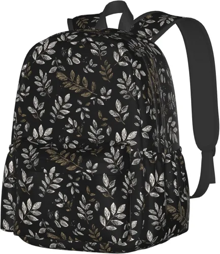 Vista 21 de SUPLUCHOM Mochila escolar vintage con hojas mágicas de hongos y bosques, mochila casual para hombres y mujeres, bolsa de poliéster para laptop