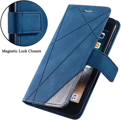 Vista 6 de Funda compatible con iPhone XR y protector de pantalla de vidrio templado, funda de cuero con tapa para tarjeta de crédito, fundas para teléfono