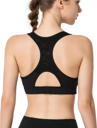 Vista 2 de Yvette Sujetadores deportivos para mujer de alto impacto con espalda cruzada para entrenamiento, brasier deportivo de alto soporte para busto grande