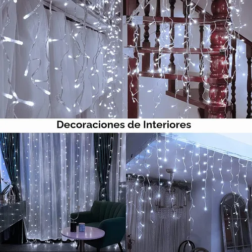 Vista 5 de Luces LED de Navidad para exteriores, decoraciones de Navidad, luz colgante de 400 LED, 8 modos, 75 gotas, impermeable, para interiores