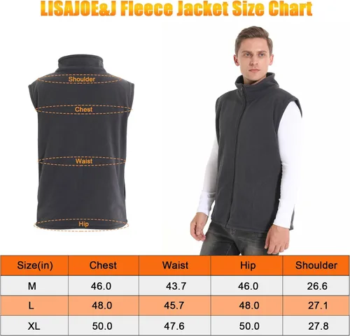 Vista 5 de LISAJOEJ Chaleco de forro polar térmico para hombre con batería recargable incluida ropa calefactada para caza motocicleta golf