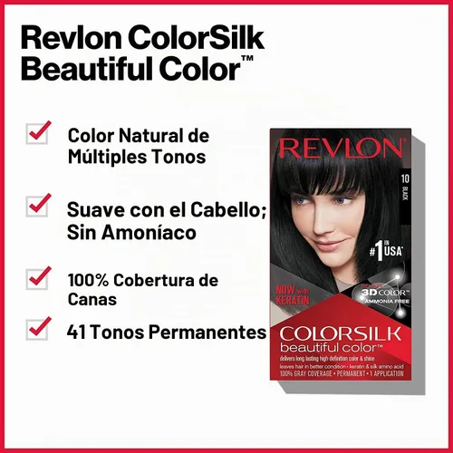 Vista 4 de Revlon Colorsilk Beautiful Color, castaño dorado medio [46] 1 unidad (paquete de 4)