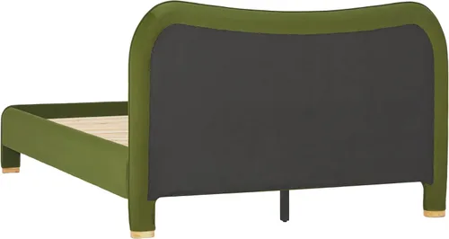Vista 7 de Walker Edison Chantelle - Cama Queen tapizada moderna curva, tamaño Queen, terciopelo verde