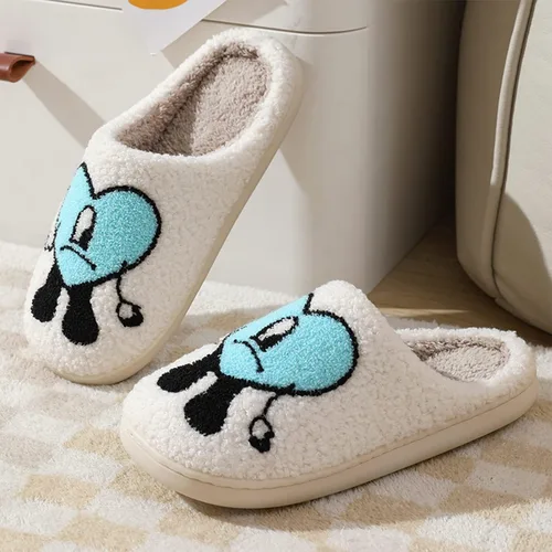 Vista 6 de Zapatos casuales para parejas, lindas pantuflas para mujeres y hombres, pantuflas de forro polar de dibujos animados, pantuflas de felpa