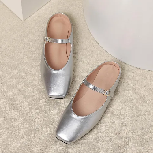 Vista 4 de Dear Time Pantuflas cómodas para mujer, con puntera cerrada, zapatos elegantes sin espalda, zapatos planos para mujer