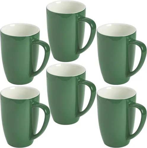 Vista 18 de homEdge Juego de tazas de porcelana, taza de 16 onzas para té, latte, moca, chocolate caliente, juego de 6, colores surtidos
