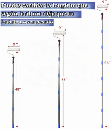 Vista 2 de FLY HAWK Rodillo de pintura, kit de pinceles de 4 pies, kit de rodillo de pintura multifunción con cepillo de pintura para casa, poste de acero