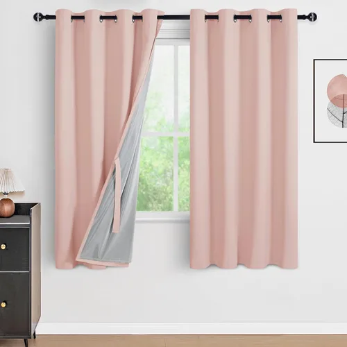 Vista 21 de DWCN - Cortinas 100% opacas para dormitorio con forro negro, cortinas de ventana de doble capa con aislamiento térmico que oscurecen toda la Azul