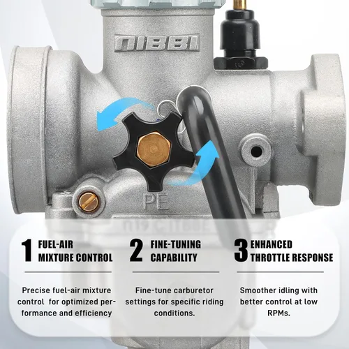 Vista 3 de Carburador NIBBI PE28mm para motor de motocicleta de 200cc-250cc con carburador de brida con chorros de carburador para Dirt Bike Mini Bike Apollo
