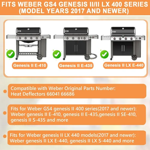 Vista 3 de Deflectores de calor para piezas de parrilla Weber Genesis II, Weber Genesis II 410 y II LX 440 (2017 y más recientes), Genesis ii e-435, II E-410