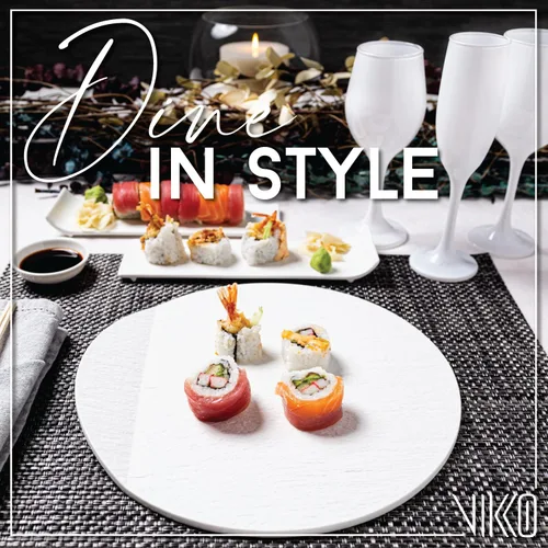 Vista 3 de Vikko Platos redondos para cena, juego de 4 elegantes platos blancos con borde elevado y superficie texturizada, vajilla elegante de 11.25 pulgadas