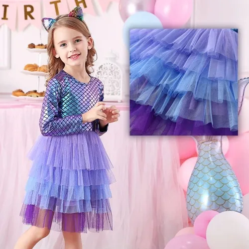 Vista 5 de VIKITA Vestidos de invierno de manga larga para niñas de 3 a 7 años