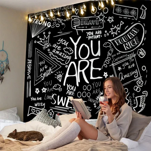 Vista 12 de Atrippy Tapiz de pared bohemio con mandala rosa para dormitorio, tapiz estético blanco y rosa, decoración de habitación para adolescentes y niñas