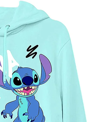Vista 7 de Disney Sudadera con capucha Lilo and Stitch para mujer, diseño clásico de Lilo y Stitch Ohana, con estampado múltiple