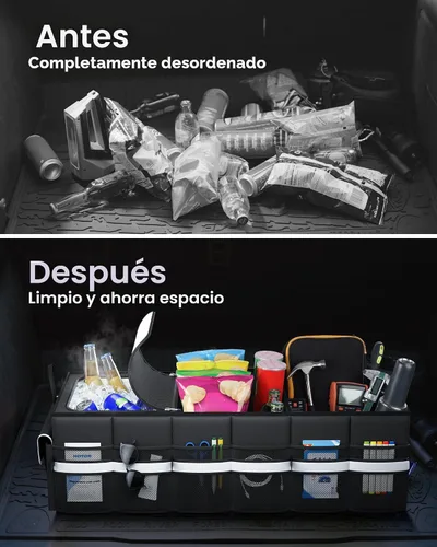 Vista 5 de HOTOR Organizador de maletero, organizador de automóvil con enfriador de automóvil integrado a prueba de fugas, organizador plegable para maletero