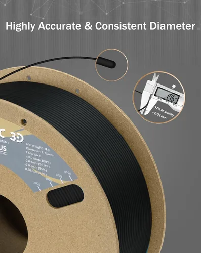 Vista 3 de DURAMIC 3D PLA Plus - Filamento de ácido poliláctico de 0.068 pulgadas para impresora 3D, color negro de 2.2 libras, 8 veces más resistente, carrete