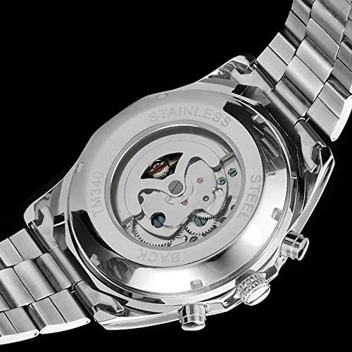 Vista 5 de FORSINING Reloj de pulsera automático impermeable para hombre con pulsera de acero inoxidable