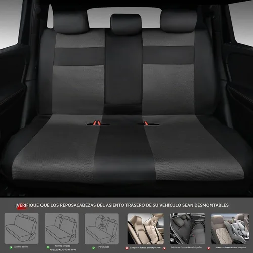 Vista 2 de CAR PASS Juego completo de fundas de asiento de automóvil de cuero con soporte lumbar de espuma 3D, fundas de asiento automotrices de malla de aire