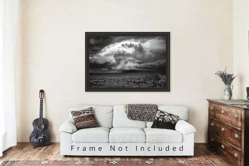 Vista 5 de Impresión fotográfica de tormenta (sin marco) Imagen en blanco y negro de Supercell Tormenta de tormenta sobre altas llanuras de Oklahoma Panhandle