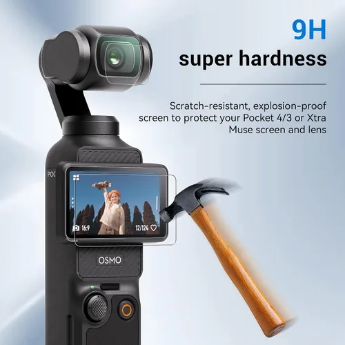 Vista 3 de CYNOVA DJI Osmo Pocket 3 Protector de Pantalla, Protector de Lente para DJI Osmo Pocket 3 Accesorios con Película de Pantalla LCD de Vidrio