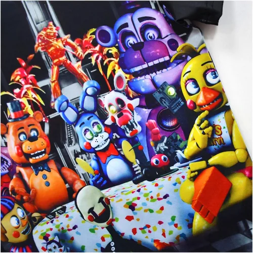 Vista 4 de Fan Desen Conjunto de camisa y pantalones cortos de Freddy para niños, disfraz de dibujos animados para niños de 5 a 12 años
