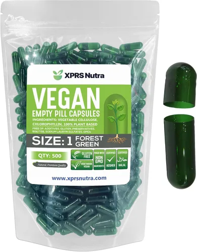 Vista 19 de XPRS Nutra Cápsulas vacías tamaño 1 – 100 cápsulas veganas vacías – Pastillas vegetarianas – Relleno de cápsulas vegetales DIY – Pastillas vegetales