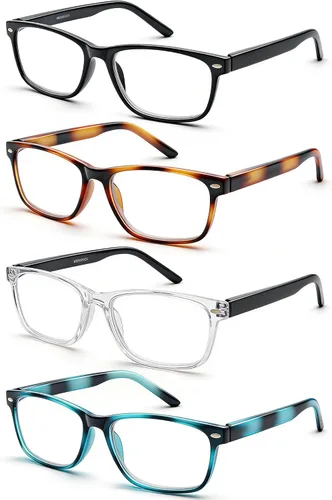Vista 4 de HEEYYOK Readers For Wome Reading Glasses Womem For Small Face Square Cheaters Reading Glasses Womens Lightweight 4-Pack