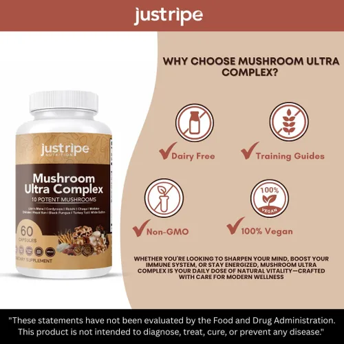 Vista 5 de Reishi, Cordyceps, melena de león y shiitake, refuerzo del sistema inmunológico y suplemento cerebral nootrópico, mejora la memoria