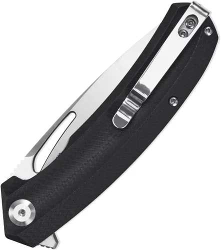 Vista 4 de Sitivien Cuchillo plegable ST119, hoja de acero D2 y mango G10, cuchillo de herramientas EDC con clip de bolsillo para acampar al aire libre Negro