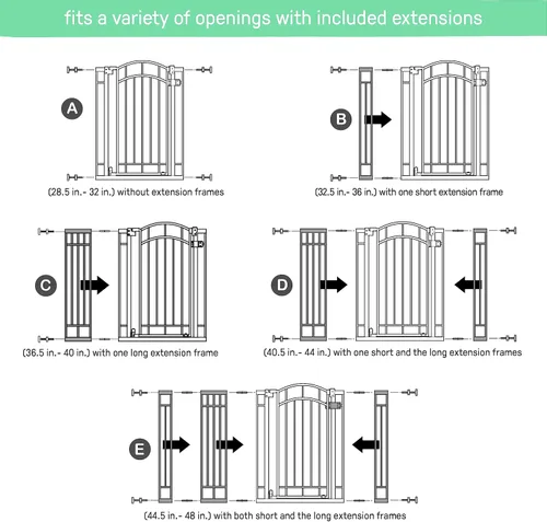 Vista 8 de Ingenuity Puerta decorativa multiusos extra alta con paso para bebé, se adapta a aberturas de 28.5 a 48 pulgadas (paquete de 1), metal negro