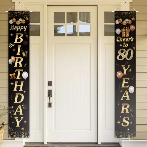 Vista 25 de Cartel de Feliz cumpleaños para la puerta, color negro