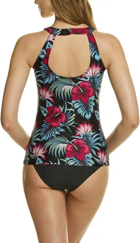 Vista 2 de TSLA - Conjunto de traje de baño de dos piezas para mujer con cuello alto y tankini