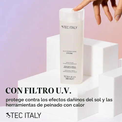 Vista 4 de Tec Italy Silk System Shine - Suero capilar para cabello seco y dañado, ayuda a controlar el encrespamiento, protege contra el calor y mejora