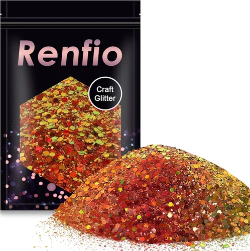 Vista 16 de Renfio Chameleon Purpurina Gruesa con Brillo, Juego de Purpurina de Resina de 16 Colores que Cambian de Color, Cada uno 10g/0.35oz, Copos