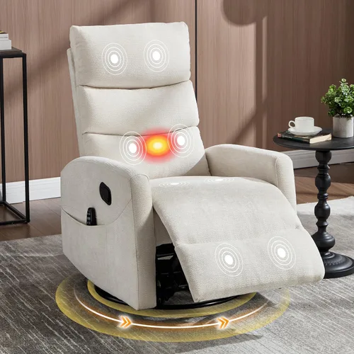 Vista 17 de Luxlen Manual Swivel Rocker Recliner Chair with Massage, Overstuffed Recliner Glider with Vibration Massage and Heat for Nursery, Living Room gris
