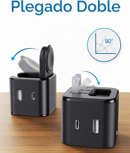 Vista 2 de BeaSaf Bloque de carga de 36 W para Apple con cargador de reloj integrado, bloque de cargador rápido PD plegable para iPhone, cargador de pared