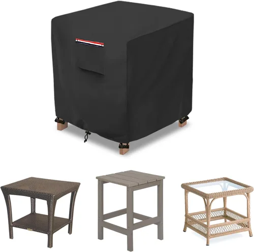 Vista 14 de okcool Funda para Mesa Auxiliar de Mimbre de Patio, Impermeable, Cuadrada, Funda para Mesa Auxiliar Pequeña de Patio, Adecuada para Mesa Auxiliar