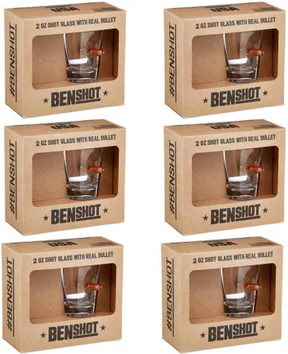 Vista 2 de BenShot Vaso de chupito con bala real .308 - 2oz Fabricado en los Estados Unidos [Juego de 6]
