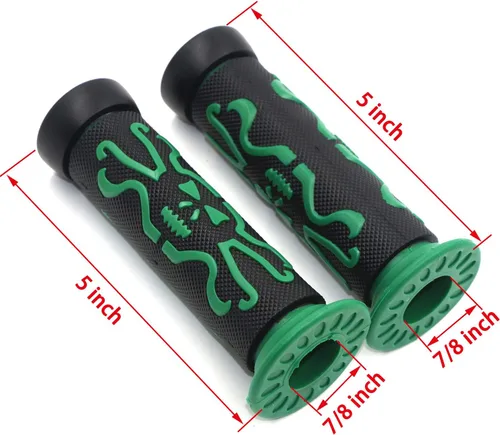 Vista 4 de 7/8" cráneo verde hueso cruz hueso 0.866 in mano Grips compatibles con ATV motocicleta bicicleta 125 Duke [P/N:XH4089-22-VERDE]