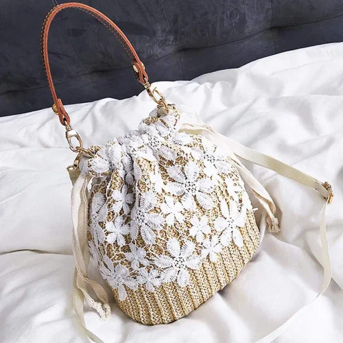 Vista 6 de Bolso de playa de verano para mujer, bolso de mano con asa superior, bolso de viaje de gran capacidad, bolso de mano tejido a mano, bolso grande