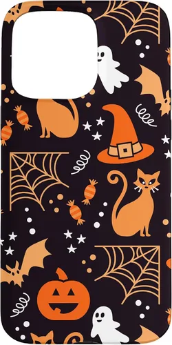Vista 28 de Carcasa para iPhone 16 Halloween, calabazas, fantasmas, bruja, caramelo, maíz, murciélagos, calaveras