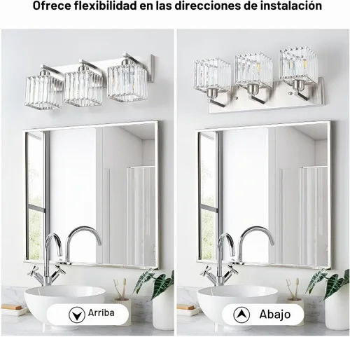 Vista 5 de Moderna lámpara de tocador de baño 3 luces,Lámparas de cristal, cromo