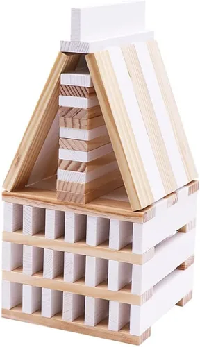 Vista 4 de KAPLA 40 cuadrados blancos - Juego de construcción de madera 40 tablones de construcción de color blanco