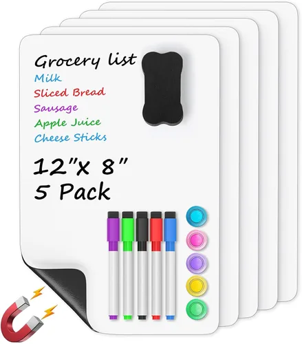 Vista 9 de MaxGear - Pizarra magnética para refrigerador de 12 x 8 pulgadas, color negro, paquete de 5