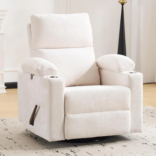 Vista 25 de Sillón reclinable eléctrico con balanceo para guardería con apoyabrazos ajustables, silla de lactancia con función de masaje y calor, reclinable