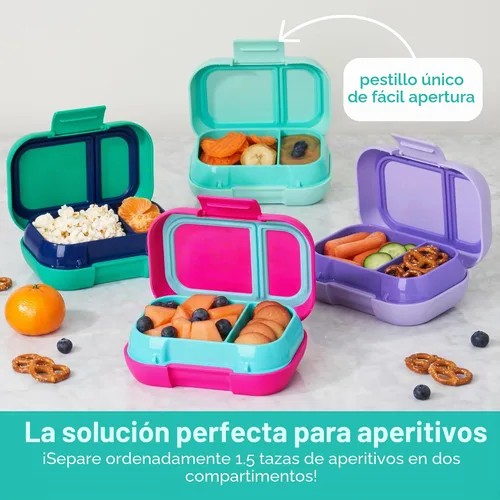 Vista 4 de Bentgo Snack para niños a prueba de fugas de 2 compartimentos estilo bento Aguamarina