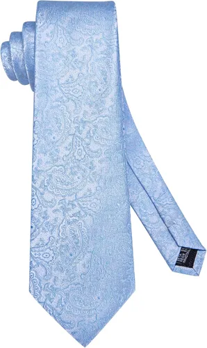 Vista 31 de Hi-Tie Corbatas de seda para hombre, diseño de cachemira a rayas, con bolsillo, gemelos cuadrados, conjunto formal de negocios