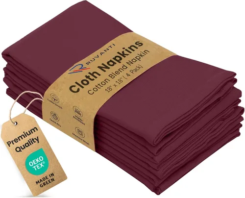 Vista 31 de Ruvanti - Juego de 4 servilletas de tela de 45x45 centímetros, lavables, suaves, duraderas, absorbentes, mezcla de algodón. Servilletas de mesa