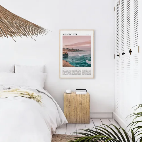 Vista 6 de Póster de viaje de Sunset Cliffs, arte de pared de acantilados al atardecer, impresión de póster de acantilados al atardecer, foto de acantilados al